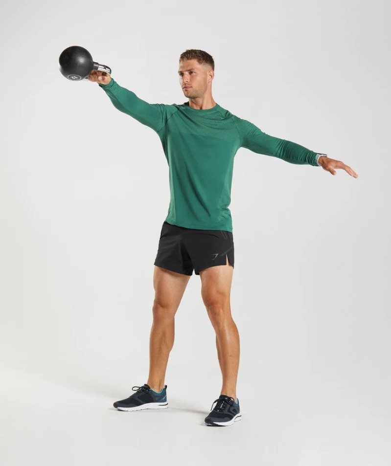 Men's Gymshark Apex Seamless Long Sleeve T-Shirts Green | NZ 6ULPDE